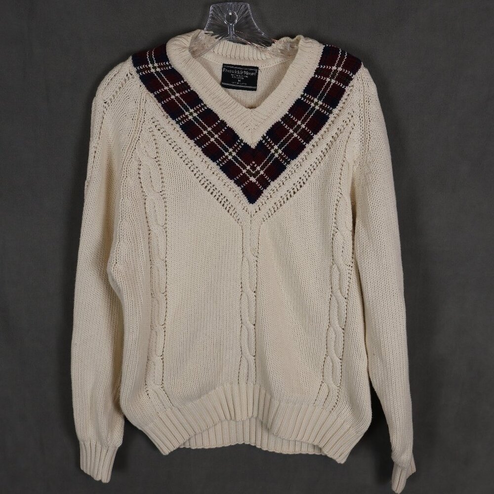 Vintage Preswick & Moore Sweater Mens Medium Tennis Cable Knit Grandpacore 90s